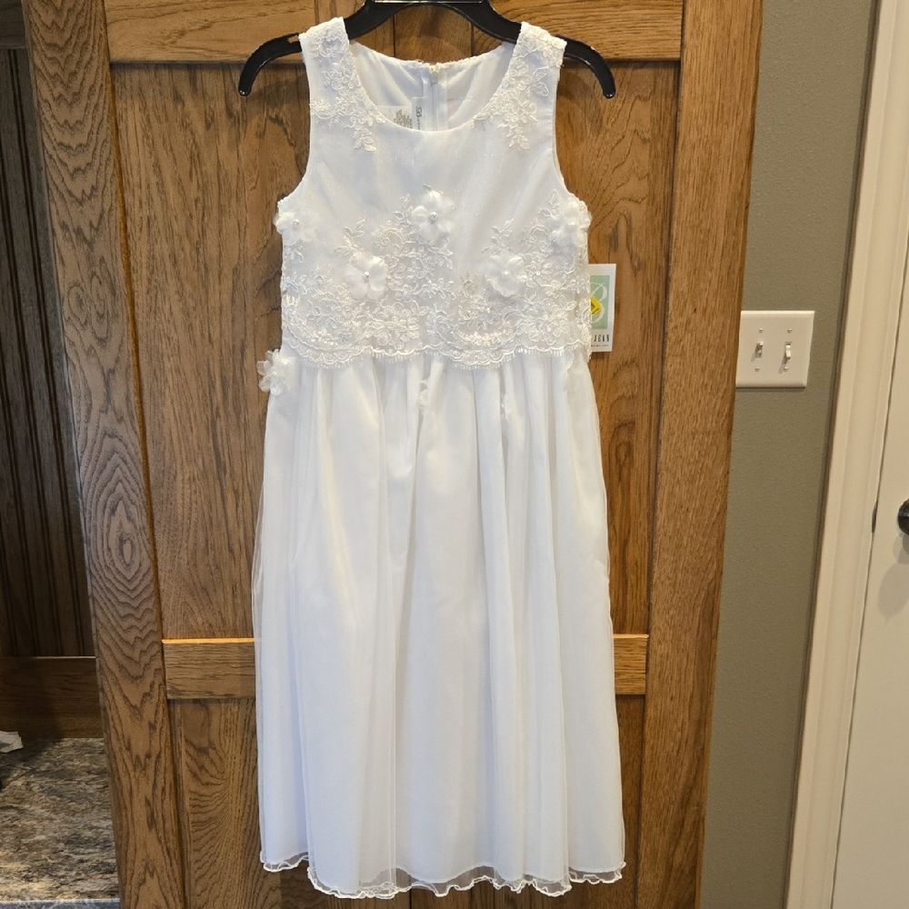 Bonnie Jean White Floral Lace Formal Dress for Girls
